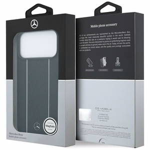 Mercedes Leather Star Pattern Stripes MagSafe Чехол для iPhone 17 Pro Max - чёрный
