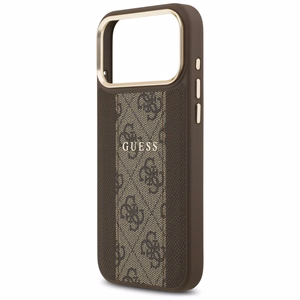 Guess 4G Stripe Magnētiskais viedtālruņa apvalks iPhone 17 Pro Max - brūna