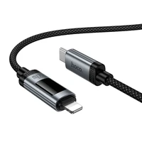 Datu kabelis ar digitālo indikatoru USB C uz Lightning Hoco PD 27W 1,2 m U148 melns