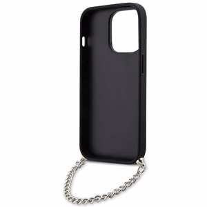 Karl Lagerfeld KLHCP14LSACKLHPK iPhone 14 Pro 6.1" melns melns Kietais vāciņš Saffiano Monogrāma Ķēde