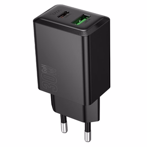 Lādētājs Hoco N71 30W GaN USB-C/USB-A melns