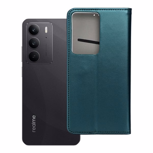 SMART MAGNETO grāmatas tipa viedtālruņa apvalks REALME C75 tumši zaļš