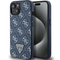 Guess 4G Triangle Metal Logo viedtālruņa apvalks iPhone 15 Plus / 14 Plus - zils