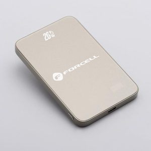 Portatīvais lādētājs saderīgs ar MagSafe Forcell F-Energy SuperSlim F5K8 QC4.0 PD3.0 15W 5000 mAh titāna dykuma krāsa