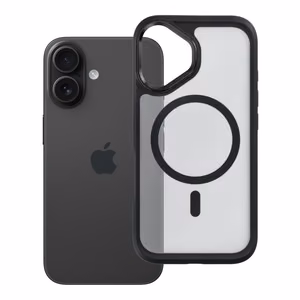 Maciņš iPhone 16 Forcell F-Protect Smoke Hybrid Premium saderīgs ar MagSafe melns