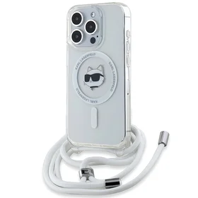 Karl Lagerfeld IML Choupette Head & Cord magnētiskais viedtālruņa apvalks iPhone 15 Pro - caurspīdīgs