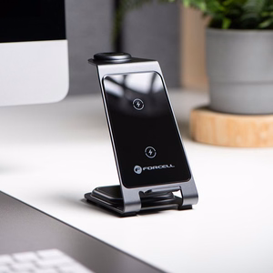Forcell F-ENERGY Simply Charge 3in1 alumīnijs saderīgs ar Apple Watch un Samsung Watch pelēks