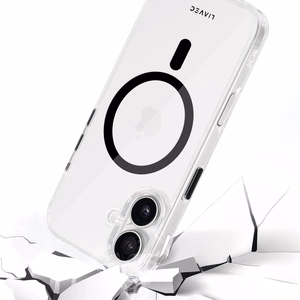 Liavec Spīdīgs Magnētiskais Caurspīdīgs viedtālruņa apvalks Iphone 16 melna