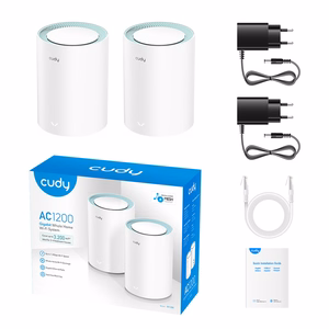 Cudy M1300 divjoslu piekļuves punkts/maršrutētājs, 2 ierīces, 2,4/5 GHz, Wi-Fi 5 (802.11ac), balts