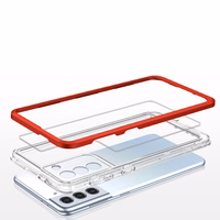 Clear 3in1 viedtālruņa apvalks Samsung Galaxy S23 silikona apvalks ar rāmi sarkans