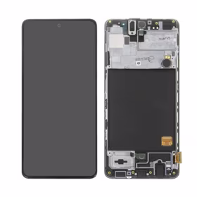 LCD Displejs Saderīgs ar Samsung A515 A51 Melns ar Frame HQ