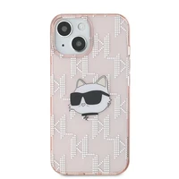 Karl Lagerfeld IML Choupette galvas un monogrammas apvalks iPhone 14 / 15 / 13 - rozā