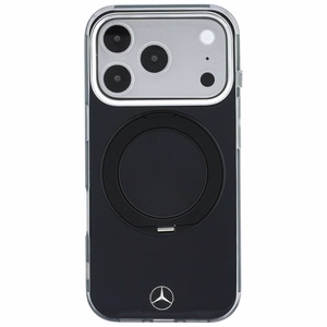 Mercedes Iconic Logo vāciņš modelim iPhone 18 Pro Max / 17 Pro Max, ar gredzenu-statīvu, saderīgs ar MagSafe – melns