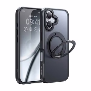 McDodo PC-4931 MagSafe apvalks iPhone 16 Plus ar statīvu (m) - melns