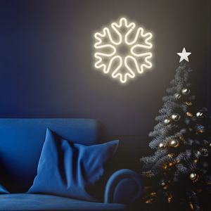 Forever Light FLNE20 LED neona Ziemassvētku sniegpārslas formas dekoratīvais gaismeklis, balts