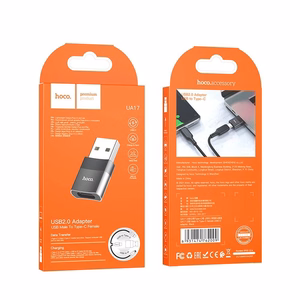 Adapteris Hoco UA17 USB-A uz Type-C melns