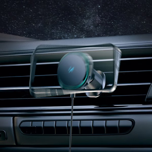 Bezvadu auto lādētājs+turētājs Wozinsky (WCT5-6S2Y) magnētisks (MagSafe 15W) ventilācijas restei melns
