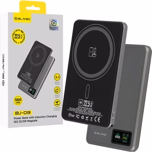 Blavec Power Bank 5000mAh BJ-03 Ultra Slim 7,8mm - Type C - 22,5W magnetic Magsafe 3 in 1 (PBBJ03-MC5G) grey aluminum