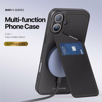 DUX DUCIS viedtālruņa apvalks RAFI II MAG ar statīvu saderīgs ar MagSafe IPHONE 16 Plus melns