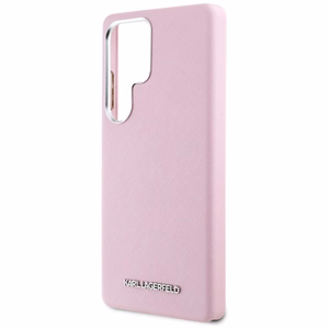 Karl Lagerfeld Saffiano Pilnībā apvilkts Pagarināts metāla logotips Magnētiskais apvalks Samsung Galaxy S25 Ultra - rozā