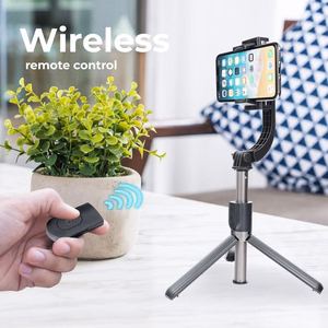Selfie statīvs ar bezvadu attālināto vadību ar stabilizatoru GIMBAL SSTR-L08 melns