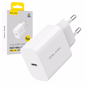 Blavec BC-14 GaN4 30 W USB-C PD/QC strāvas adapteris, 3 A, balts