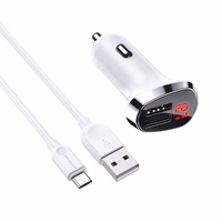 Borofone automobiļu lādētājs BZ15 Auspicious - 2x USB - 2,4A ar USB to MicroUSB kabeli balts