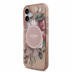 Guess IML Flowers Strap MagSafe vāciņš Apple iPhone 17, rozā