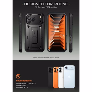 Supcase Unicorn Beetle Pro vāciņš iPhone 18 Pro Max / 17 Pro Max – melns