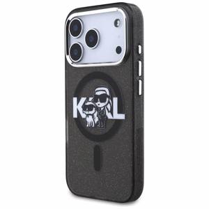 KARL LAGERFELD viedtālruņa apvalks IPHONE 17 Pro, ar magnētisko MagSafe, (KLHMP17LHGKCGKBK, IML Glitter k&C Sketch Logo) melns