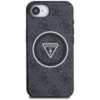 Guess IML Metal Glitter 4G Circle Triangle magnētiskais viedtālruņa apvalks iPhone 16e - melns