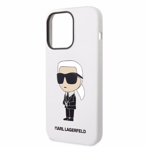 Karl Lagerfeld KLHCP14LSNIKBCH iPhone 14 Pro 6.1" cietais viedtālruņa apvalks balts/balts Silikona Ikonik