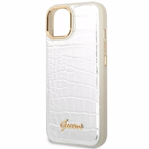 Guess GUHCP14SHGCRHS iPhone 14 6.1 "sudraba cietais apvalks Croco kolekcija