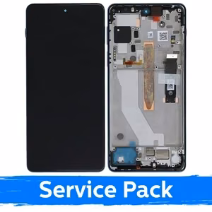 LCD дисплей совместимый с Motorola Edge 20 Pro XT2153 с рамкой / синяя веганская кожа / (Service Pack)