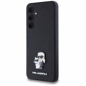 Karl Lagerfeld Saffiano Karl&Choupette Pin viedtālruņa apvalks Samsung Galaxy A35 - melns