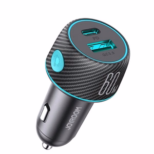 Automašīnas lādētājs Joyroom „JR-CCN01" melns 60W (PD20W / USB-C) ar LED gaismu