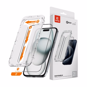 Crong EasyShield 2-Pack rūdīta stikla ekrāna aizsargi iPhone 16 / 15, 2 gab.