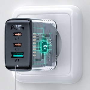 Lādētājs Acefast A13 melns 65W (2xPD / 1xQC3.0) + Type-C / Type-C 120cm kabelis