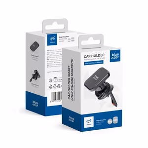 BLUE STAR magnētiskais automobiļa turētājs gaisa ventilācijai SMART LOCK SQUARE MAGNETIC melns