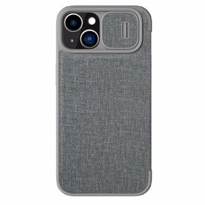 Nillkin Qin auduma apvalks iPhone 14 Plus ar kameras vāciņu un maciņu pelēks