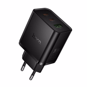 tālruņa lādētājs Hoco 2x USB C + USB A QC3.0 PD 3A 65W N75 melns