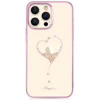 Kingxbar Wish Series silikonais viedtālruņa apvalks iPhone 14 Plus ar Swarovski kristāliem rozā krāsā