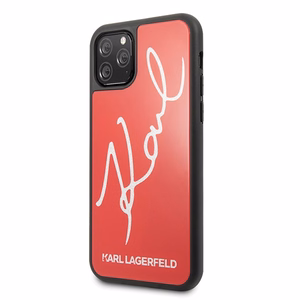Karl Lagerfeld Signature Glitter Case for iPhone 11 Pro - Red