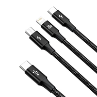 Baseus kabelis 3in1 Rapid PD USB-C - micro USB + Lightning + USB-C 1,5m melns 20W