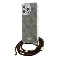 Guess Crossbody Cord 4G Print viedtālruņa apvalks iPhone 15 Pro Max - brūns