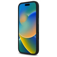 BMW Silikona Hexagon Blue Line Magnētiskais viedtālruņa apvalks iPhone 16 - melns