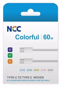 USB kabelis NCC "USB-C to USB-C" (60W) 1m balts
