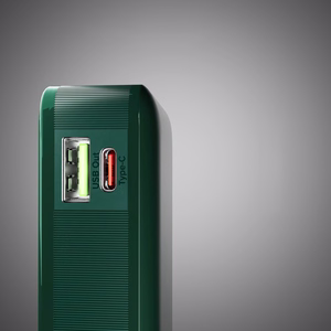 Внешний аккумулятор SBS 10000 mAh 20W со встроенным кабелем USB-C и цифровым дисплеем - зелёный