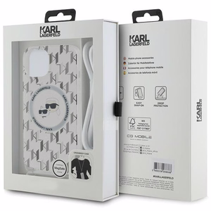 Karl Lagerfeld IML Crossbody Monogram Karl & Choupette Head Magnētiskais viedtālruņa apvalks iPhone 15 / 14 / 13 – caurspīdīgs