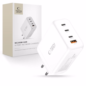 Tech-Protect NC200W-GaN 4 portu 200 W sienas lādētājs - balts